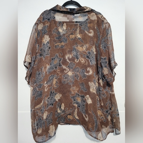 Avenue Twofer Silk Blend Paisley Blouse Brown Size 30/32 - Picture 2 of 11